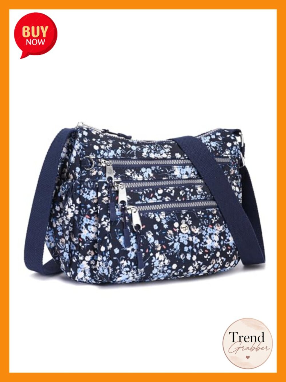 Lightweight Nylon Crossbody Bag Multi Pocket Messenger Purse